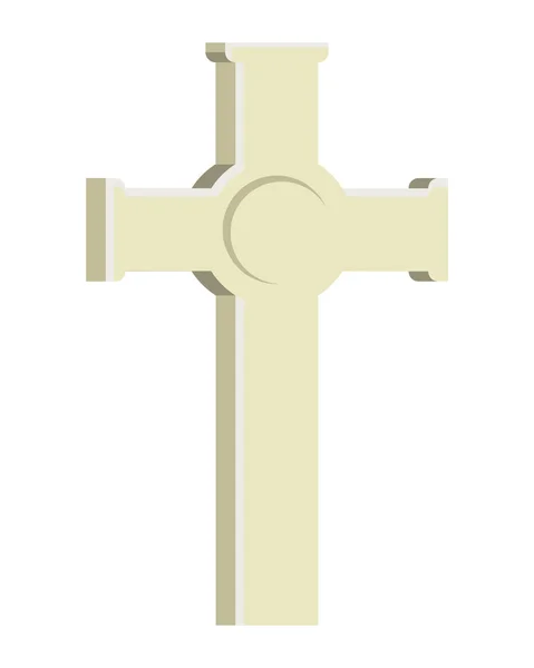 Cementerio cruz cristianismo aislado icono — Vector de stock