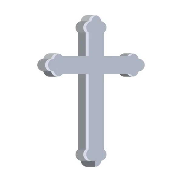 Cementerio cruz cristianismo aislado icono — Vector de stock