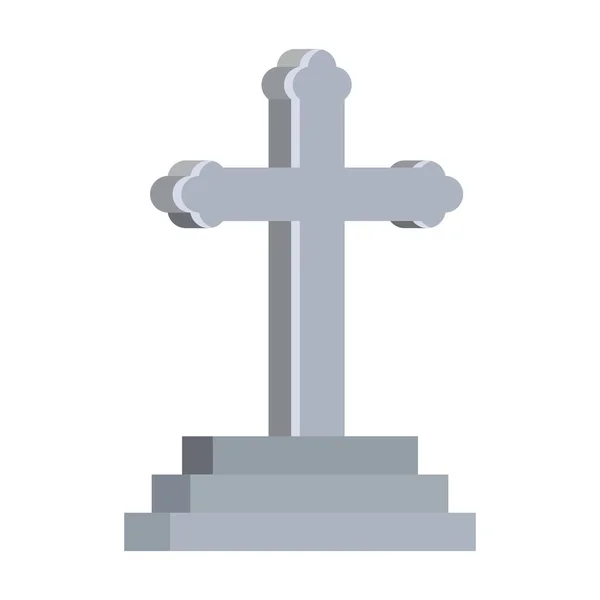 Cementerio cruz cristianismo aislado icono — Vector de stock