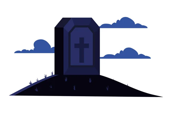 Cimetière cimetière avec icône croix — Image vectorielle