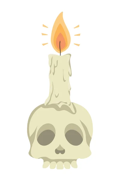 Череп голову Хэллоуин со свечой — стоковый вектор