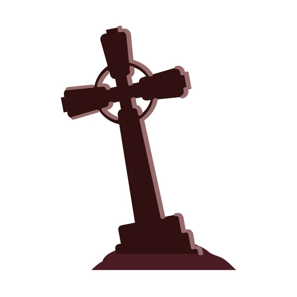 Cemetery cross christianity isolated icon — Stock Vector