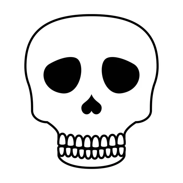Skull head halloween isolated icon — Stock Vector