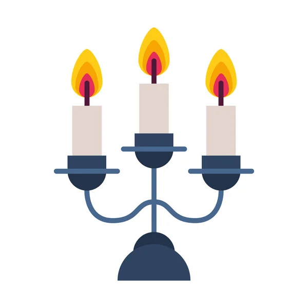 Żyrandol z ikoną odizolowanych świec — Wektor stockowy