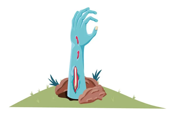 Zombie hand komen uit de grond — Stockvector