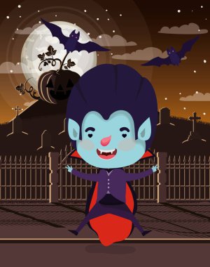 erkek kostüm drakula ile cadılar bayramı sezon sahnesi