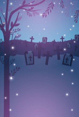 karanlık mezarlık gece sahnesi simgesi