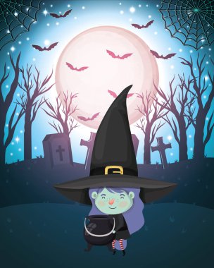 kız kostüm cadı ile cadılar bayramı sezon sahnesi