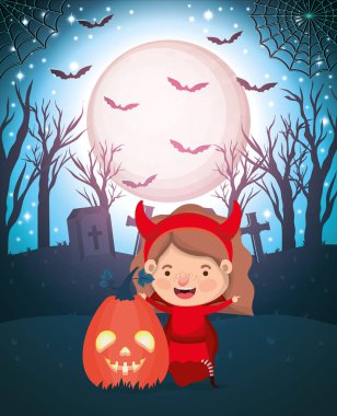 kız kostüm şeytan ile cadılar bayramı sezon sahnesi