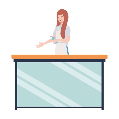 bilgi masasında çalışan genç stilist