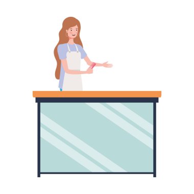 bilgi masasında çalışan genç stilist