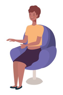 genç afro kadın salon sandalyede oturan