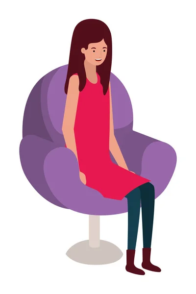 Junge Frau sitzt im Salonstuhl — Stockvektor