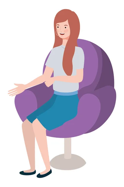 stock vector young woman seated in salon chair