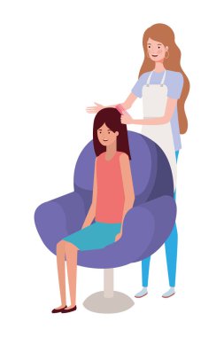 stilist istemci karakterlere saç sabitleme