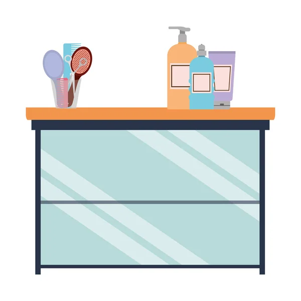 Biurko salon kosmetyczny z wyposażeniem — Wektor stockowy