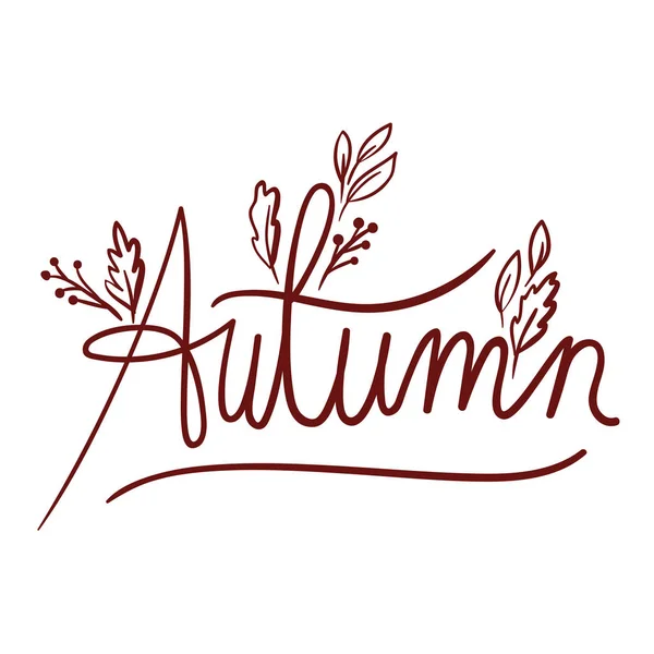 Autunno parola calligrafia isolato icona — Vettoriale Stock