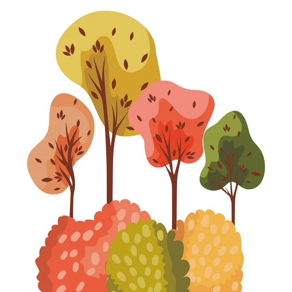 Outono árvores plantas sazonal ícone —  Vetores de Stock