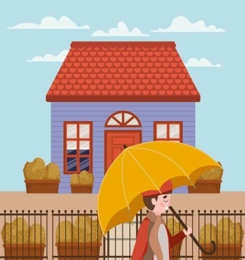 şehirde sonbahar takım elbise ile küçük çocuk