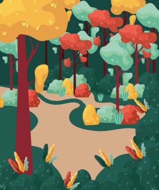 sonbahar orman sahne mevsimsel simgesi