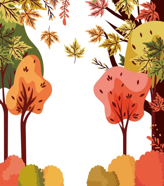 Outono árvores plantas sazonal ícone — Vetor de Stock