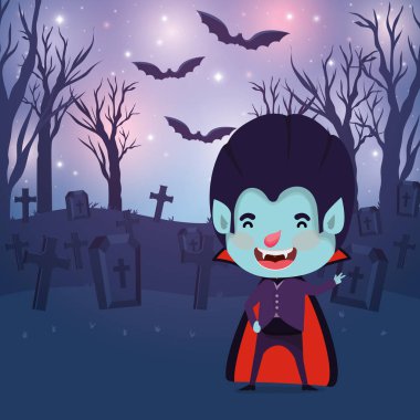 erkek kostüm drakula ile cadılar bayramı sezon sahnesi