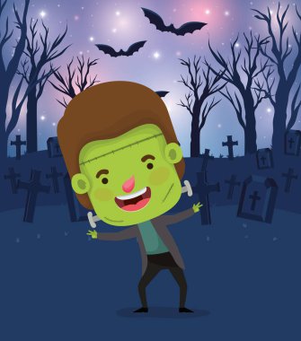 erkek kostüm frankenstein ile cadılar bayramı sezon sahnesi