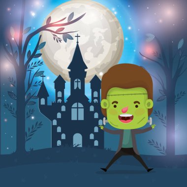 erkek kostüm frankenstein ile cadılar bayramı sezon sahnesi