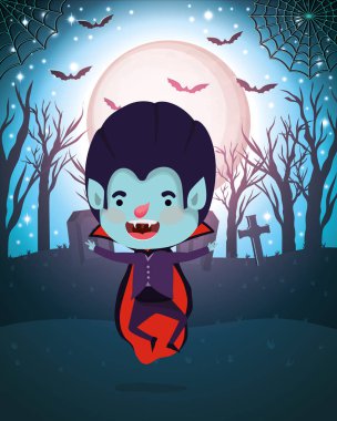 erkek kostüm drakula ile cadılar bayramı sezon sahnesi