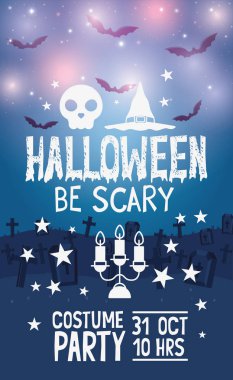 Cadılar Bayramı parti kartı tasarımı, vektör illüstrasyonu