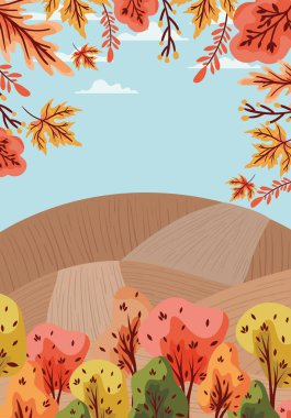 Sonbahar Sezonu Tasarımı, vektör illüstrasyonu