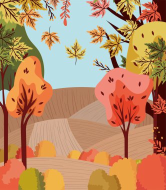 Sonbahar Sezonu Tasarımı, vektör illüstrasyonu