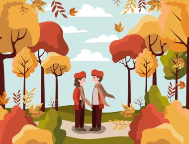 Sonbahar Sezonu Tasarımı, vektör illüstrasyonu