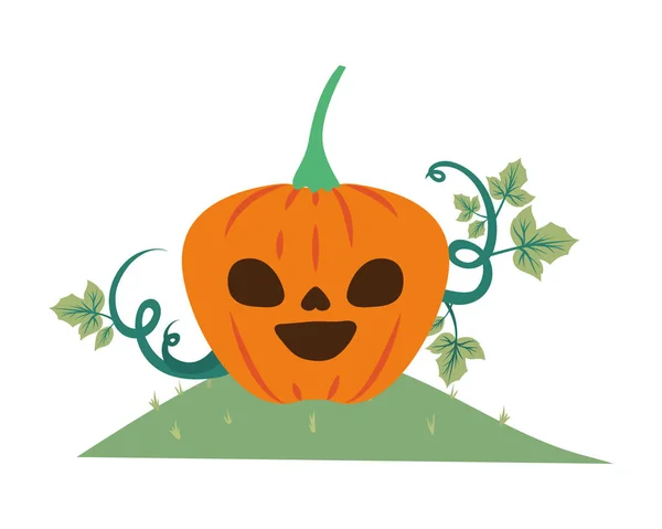 Calabaza de halloween con la cara oscura en el campo — Archivo Imágenes Vectoriales