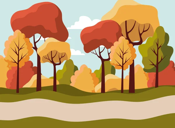 Seasonal forest autumn landscape scene — Stock Vector