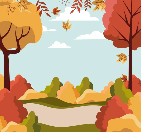 Forêt saisonnière automne paysage scène — Image vectorielle