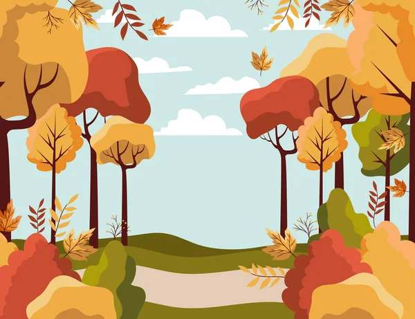 Forêt saisonnière automne paysage scène — Image vectorielle
