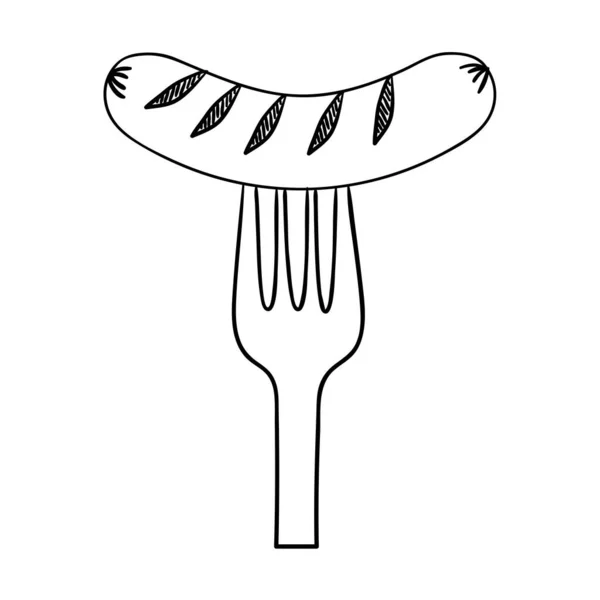 Deliciosa salchicha frankfurter en tenedor — Archivo Imágenes Vectoriales