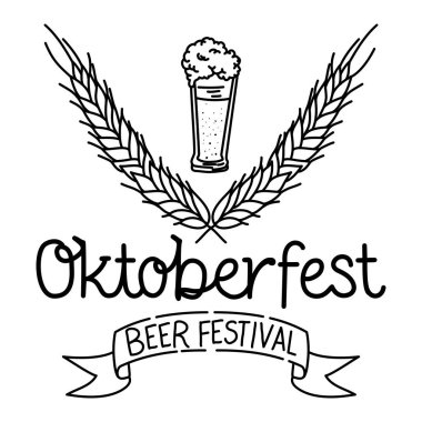 Harfli bira bardağı. Oktoberfest kutlama ikonu.