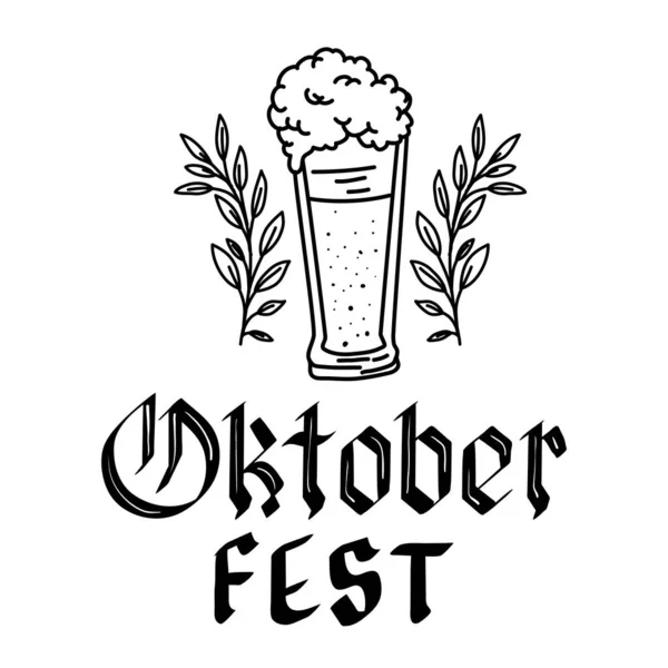 Vaso de cerveza con letras oktoberfest celebración icono — Archivo Imágenes Vectoriales