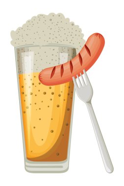 Sosisli bira bardağı ve Ekim Festivali kutlama ikonu.