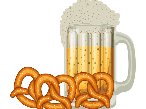 Beer jar with pretzel oktoberfest celebration icon — Stock Vector