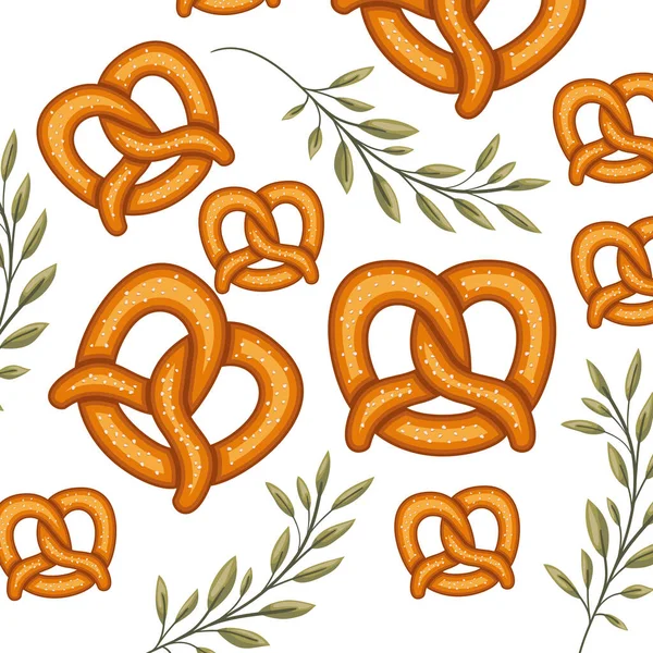 Delicioso pretzel con corona de corona de corona — Vector de stock