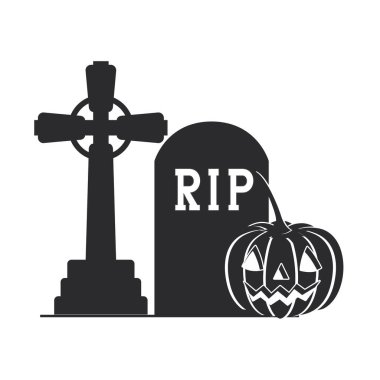 Mezarlık sahnesinde balkabağıyla Cadılar Bayramı kutlaması