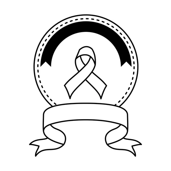 Кампанія раку молочної залози стрічка в круглій рамці — стоковий вектор