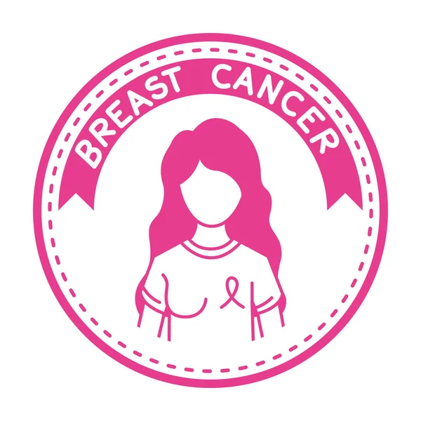 Wstążka kampanii na rzecz raka piersi z kobietą — Wektor stockowy