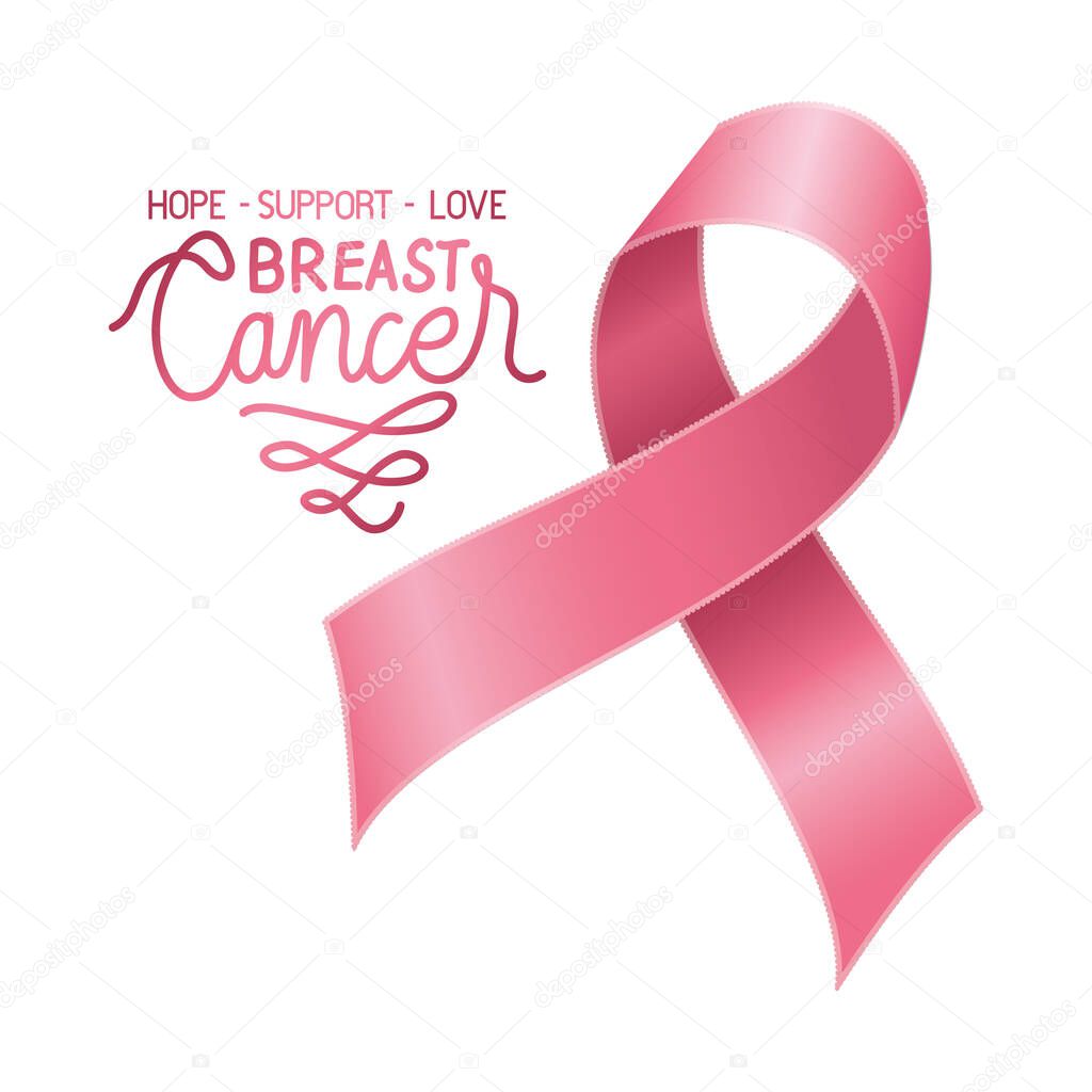 breast cancer campaign ribbon with calligraphy