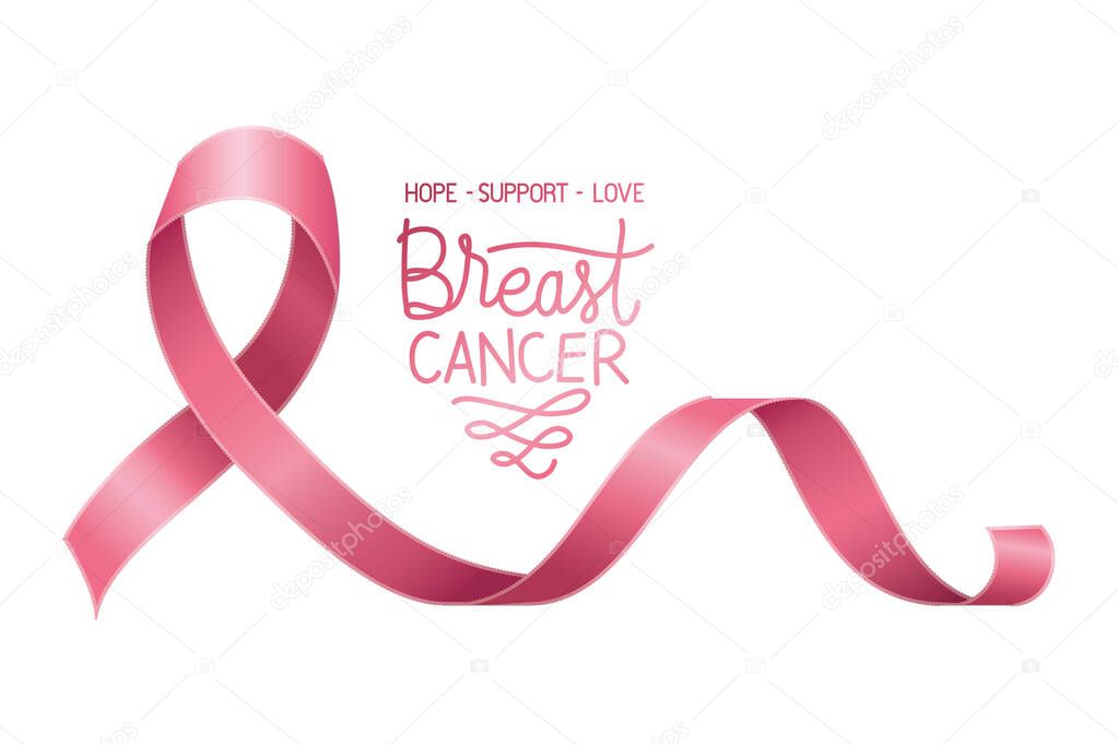breast cancer campaign ribbon with calligraphy