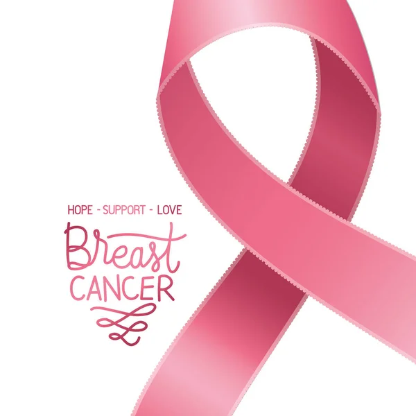Cinta de campaña de cáncer de mama con caligrafía — Archivo Imágenes Vectoriales