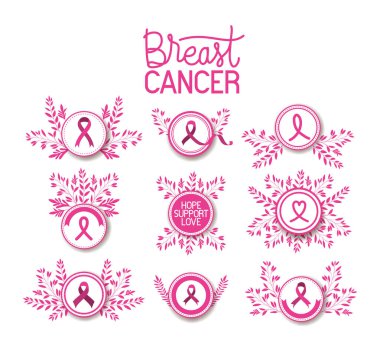 Göğüs kanseri farkındalığı kurdelesi kampanyası simgeleri